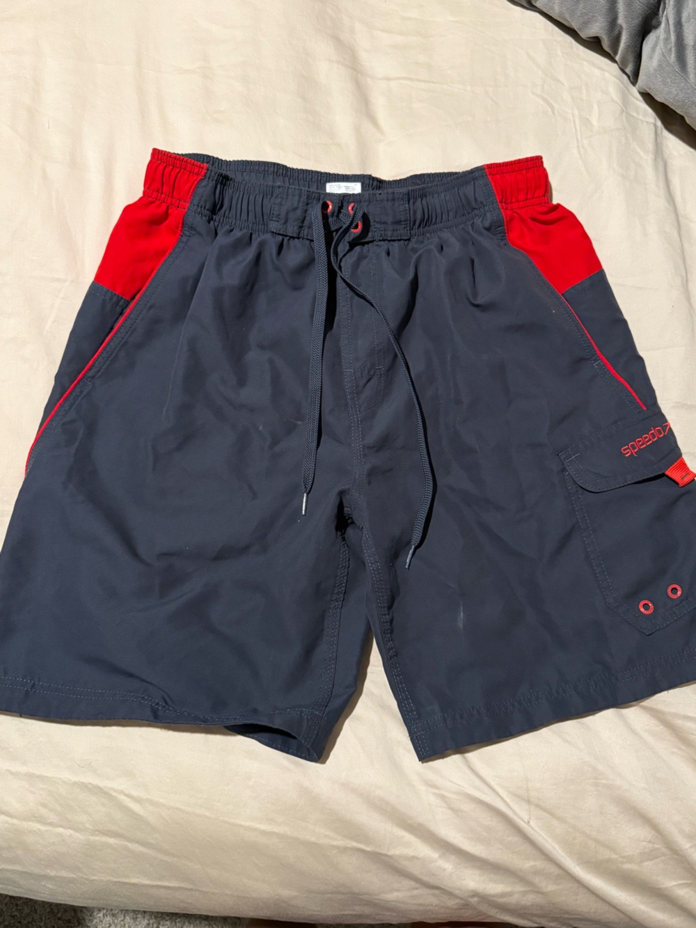 Speedo Navy Swim Trunks with Burgundy Lining